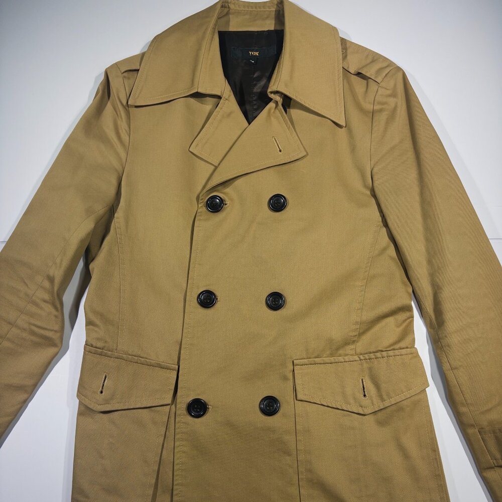TUK Men's Double Breasted Cotton Trench Coat Jacket Khaki - Size 48